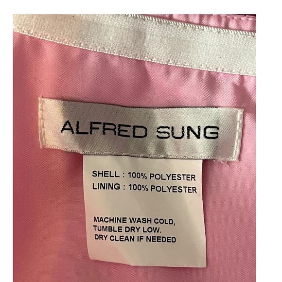 Alfred Sung dress D836 Off the Shoulder Ruffle Satin Trumpet Gown pink size 14 - Picture 4 of 8